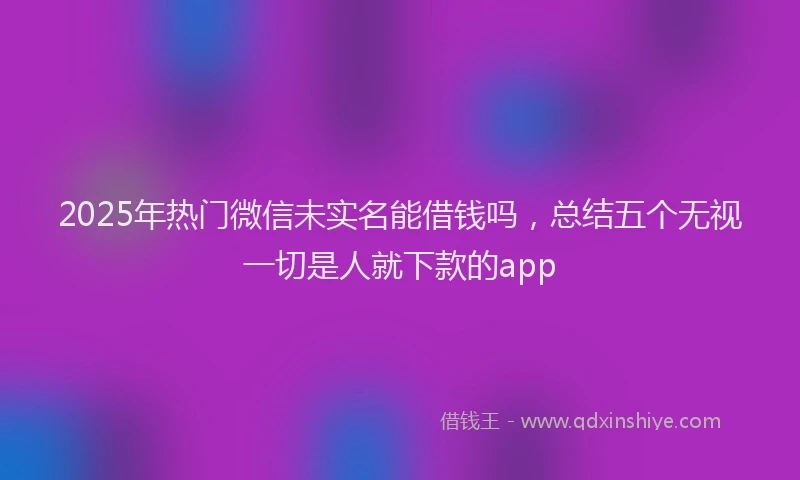 2025年热门微信未实名能借钱吗，总结五个无视一切是人就下款的app