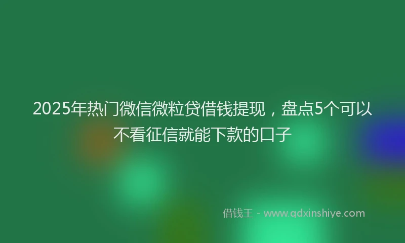 2025年热门微信微粒贷借钱提现，盘点5个可以不看征信就能下款的口子