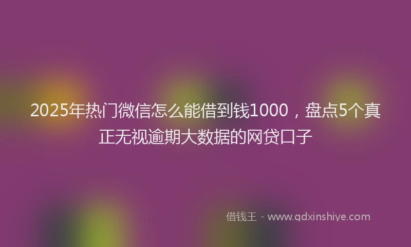 2025年热门微信怎么能借到钱1000，盘点5个真正无视逾期大数据的网贷口子