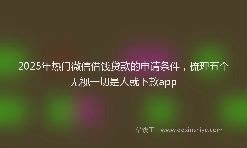 2025年热门微信借钱贷款的申请条件，梳理五个无视一切是人就下款app