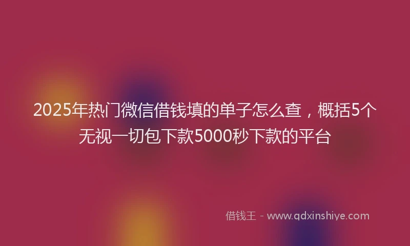 2025年热门微信借钱填的单子怎么查，概括5个无视一切包下款5000秒下款的平台