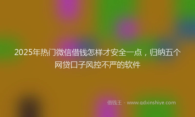 2025年热门微信借钱怎样才安全一点，归纳五个网贷口子风控不严的软件