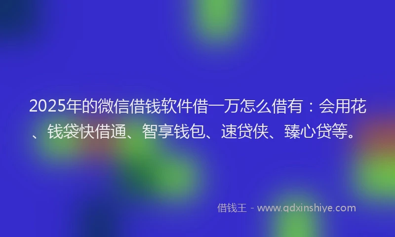 2025年的微信借钱软件借一万怎么借有：会用花、钱袋快借通、智享钱包、速贷侠、臻心贷等。
