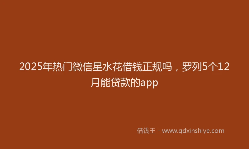 2025年热门微信星水花借钱正规吗，罗列5个12月能贷款的app