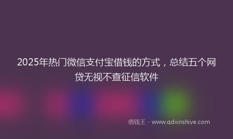2025年热门微信支付宝借钱的方式，总结五个网贷无视不查征信软件