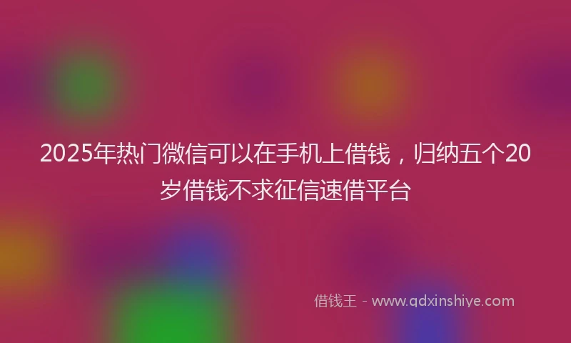 2025年热门微信可以在手机上借钱，归纳五个20岁借钱不求征信速借平台