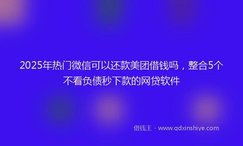 2025年热门微信可以还款美团借钱吗，整合5个不看负债秒下款的网贷软件