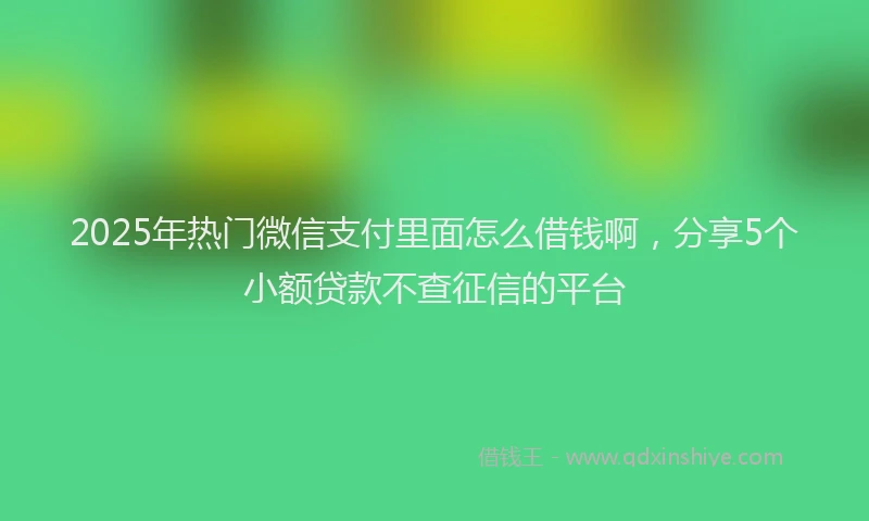 2025年热门微信支付里面怎么借钱啊，分享5个小额贷款不查征信的平台
