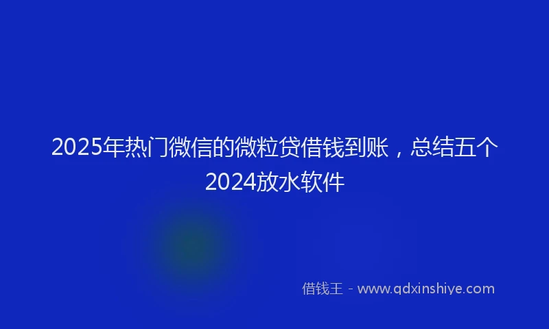 2025年热门微信的微粒贷借钱到账，总结五个2024放水软件