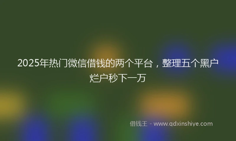 2025年热门微信借钱的两个平台，整理五个黑户烂户秒下一万