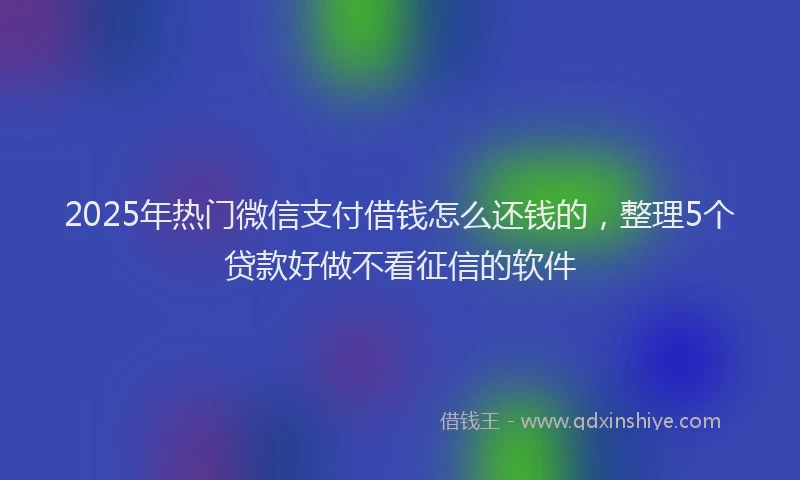 2025年热门微信支付借钱怎么还钱的，整理5个贷款好做不看征信的软件