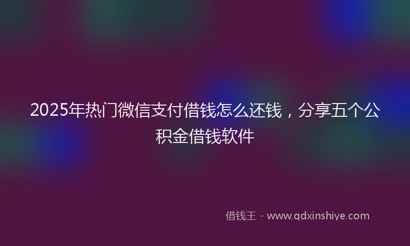 2025年热门微信支付借钱怎么还钱，分享五个公积金借钱软件