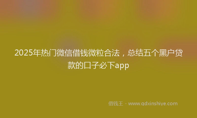 2025年热门微信借钱微粒合法，总结五个黑户贷款的口子必下app