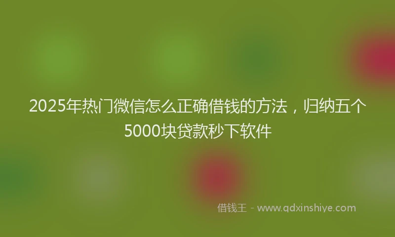 2025年热门微信怎么正确借钱的方法，归纳五个5000块贷款秒下软件