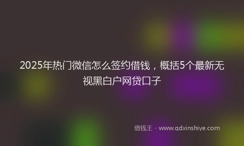 2025年热门微信怎么签约借钱，概括5个最新无视黑白户网贷口子