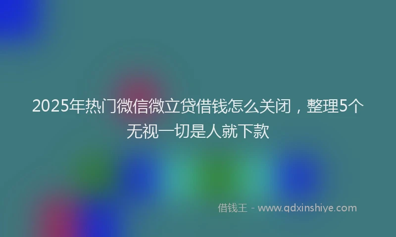 2025年热门微信微立贷借钱怎么关闭，整理5个无视一切是人就下款