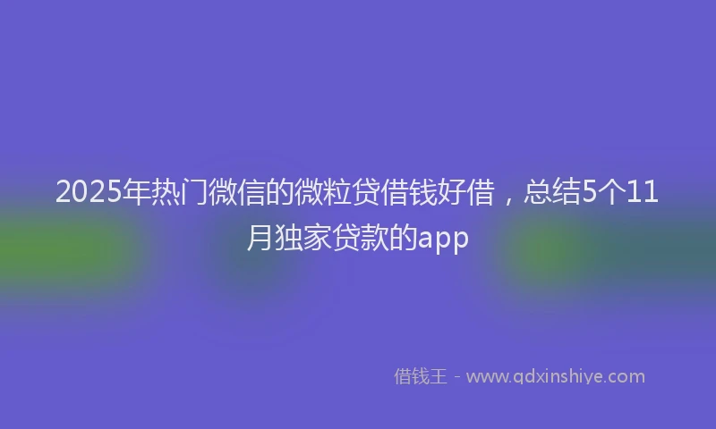 2025年热门微信的微粒贷借钱好借，总结5个11月独家贷款的app