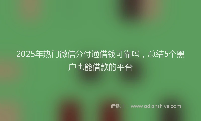 2025年热门微信分付通借钱可靠吗，总结5个黑户也能借款的平台