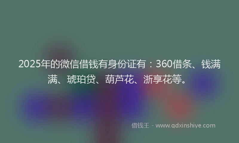 2025年的微信借钱有身份证有：360借条、钱满满、琥珀贷、葫芦花、浙享花等。