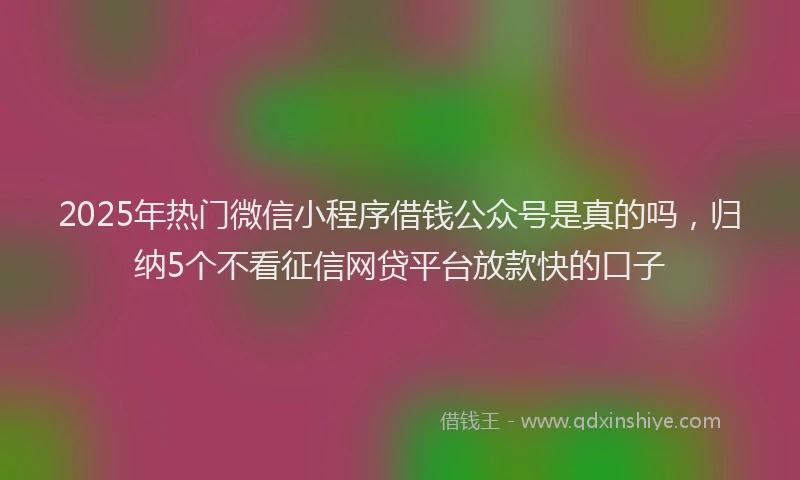 2025年热门微信小程序借钱公众号是真的吗，归纳5个不看征信网贷平台放款快的口子