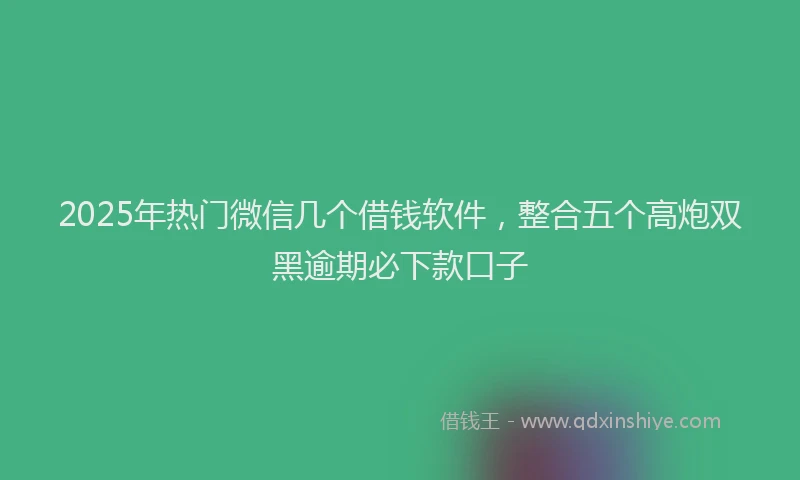 2025年热门微信几个借钱软件，整合五个高炮双黑逾期必下款口子