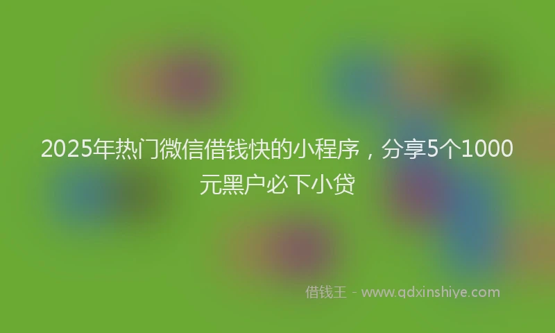 2025年热门微信借钱快的小程序，分享5个1000元黑户必下小贷