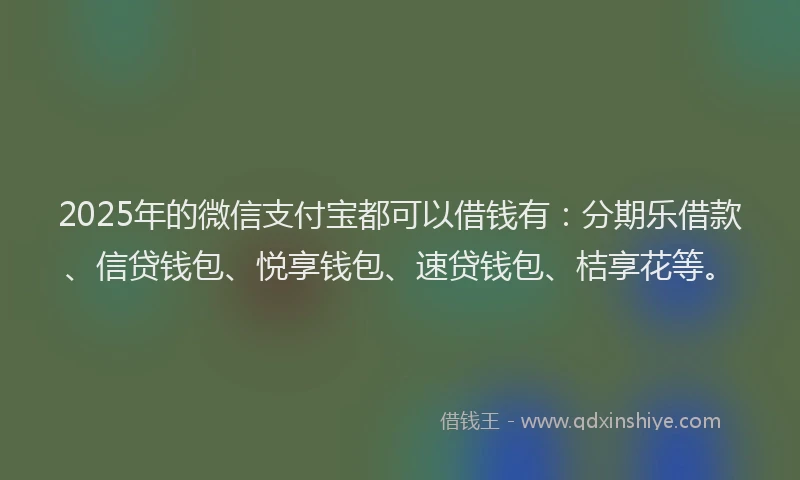 2025年的微信支付宝都可以借钱有：分期乐借款、信贷钱包、悦享钱包、速贷钱包、桔享花等。