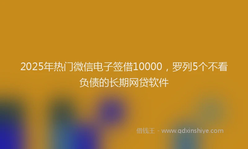2025年热门微信电子签借10000，罗列5个不看负债的长期网贷软件