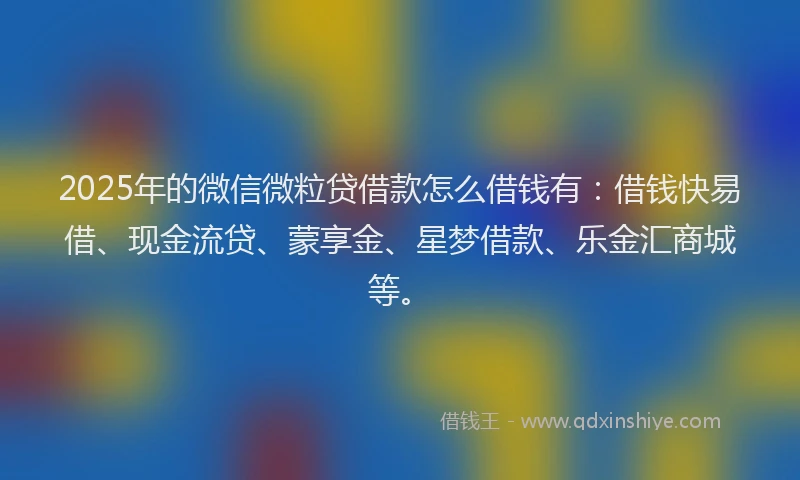 2025年的微信微粒贷借款怎么借钱有：借钱快易借、现金流贷、蒙享金、星梦借款、乐金汇商城等。