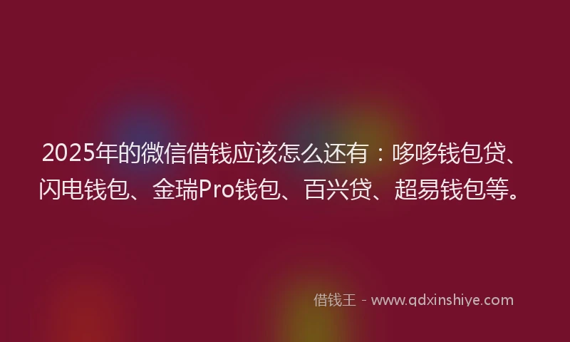 2025年的微信借钱应该怎么还有：哆哆钱包贷、闪电钱包、金瑞Pro钱包、百兴贷、超易钱包等。