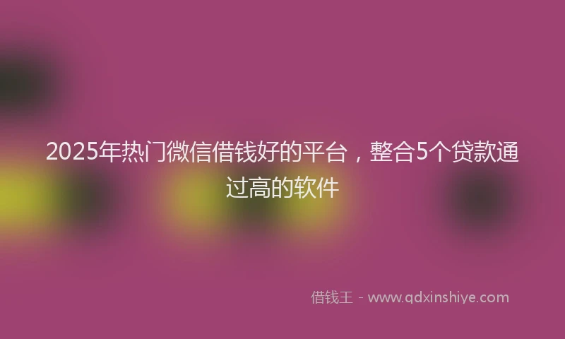 2025年热门微信借钱好的平台，整合5个贷款通过高的软件