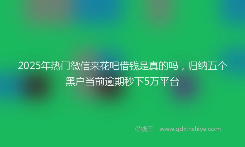 2025年热门微信来花吧借钱是真的吗，归纳五个黑户当前逾期秒下5万平台