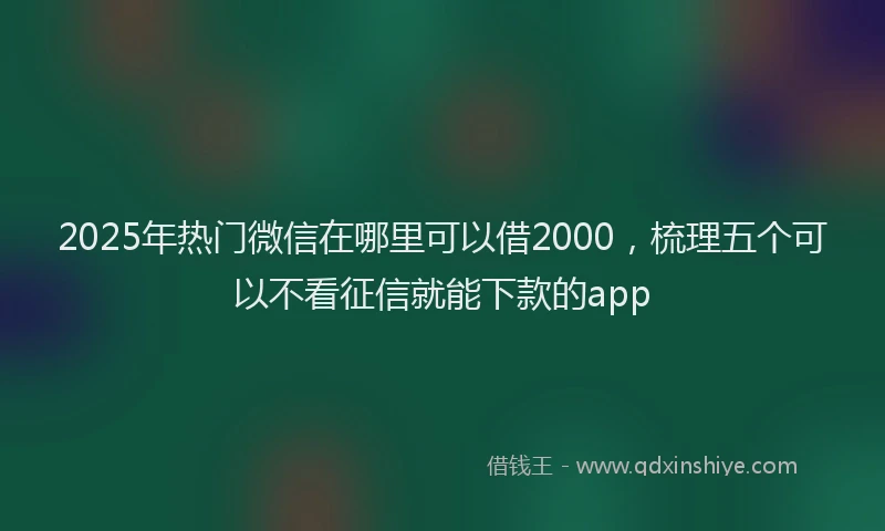 2025年热门微信在哪里可以借2000，梳理五个可以不看征信就能下款的app