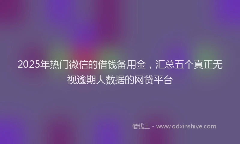 2025年热门微信的借钱备用金，汇总五个真正无视逾期大数据的网贷平台