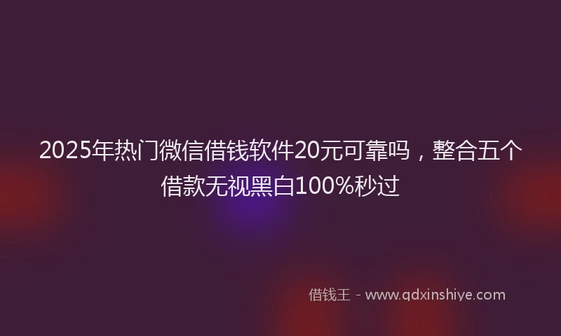 2025年热门微信借钱软件20元可靠吗，整合五个借款无视黑白100%秒过