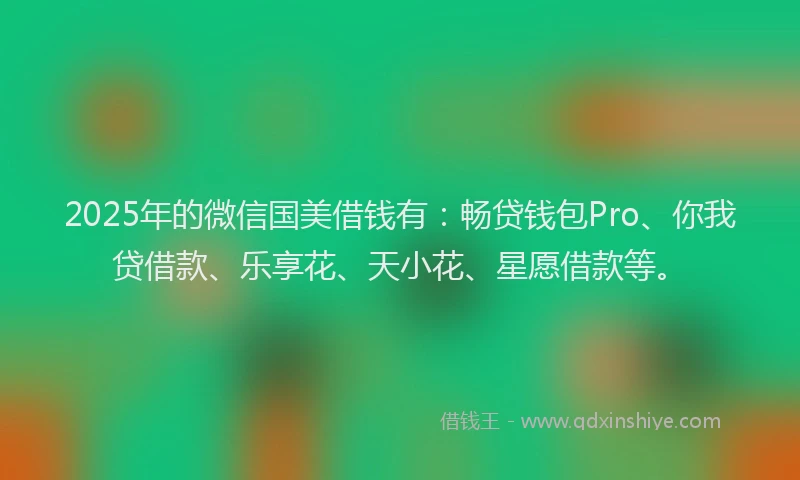 2025年的微信国美借钱有：畅贷钱包Pro、你我贷借款、乐享花、天小花、星愿借款等。