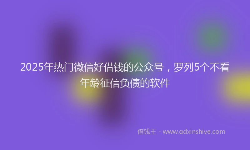 2025年热门微信好借钱的公众号，罗列5个不看年龄征信负债的软件