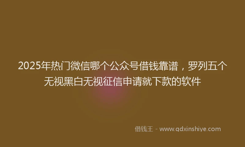 2025年热门微信哪个公众号借钱靠谱，罗列五个无视黑白无视征信申请就下款的软件