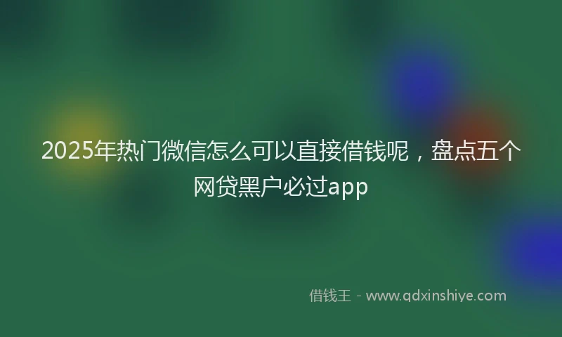 2025年热门微信怎么可以直接借钱呢，盘点五个网贷黑户必过app