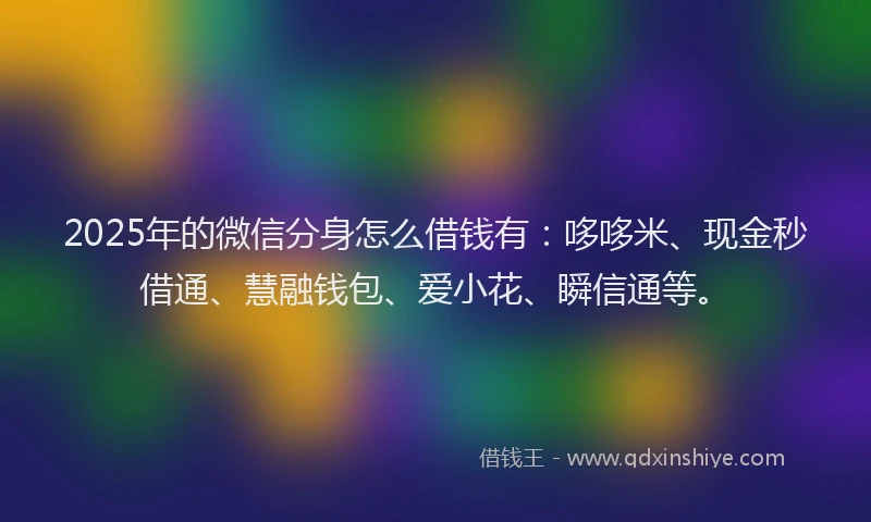 2025年的微信分身怎么借钱有：哆哆米、现金秒借通、慧融钱包、爱小花、瞬信通等。