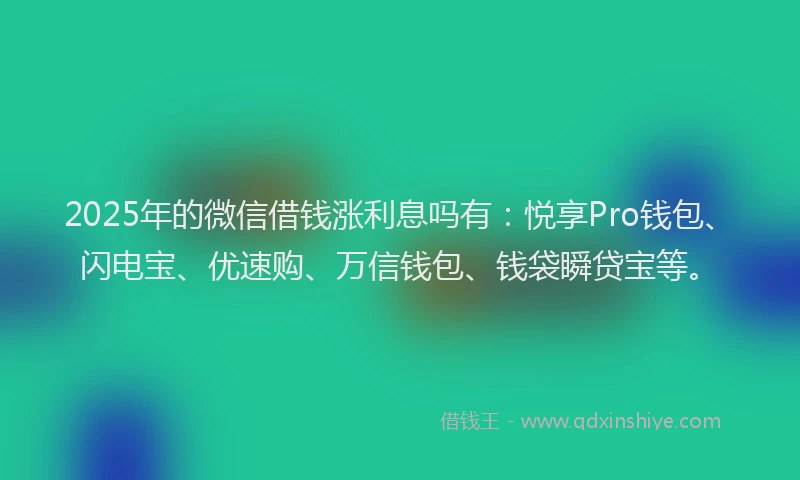 2025年的微信借钱涨利息吗有：悦享Pro钱包、闪电宝、优速购、万信钱包、钱袋瞬贷宝等。