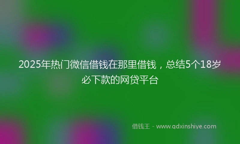 2025年热门微信借钱在那里借钱，总结5个18岁必下款的网贷平台