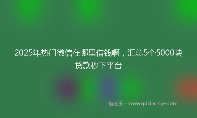 2025年热门微信在哪里借钱啊，汇总5个5000块贷款秒下平台