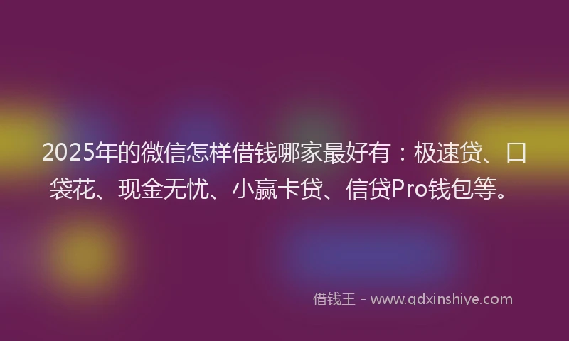 2025年的微信怎样借钱哪家最好有：极速贷、口袋花、现金无忧、小赢卡贷、信贷Pro钱包等。