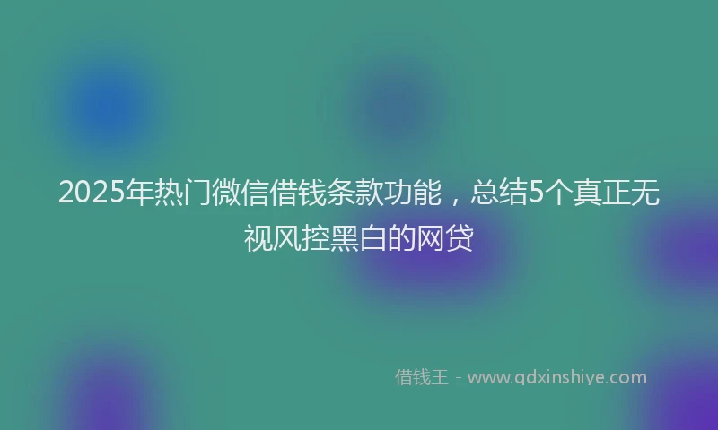 2025年热门微信借钱条款功能，总结5个真正无视风控黑白的网贷