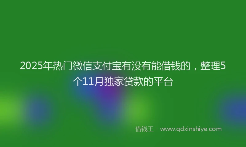 2025年热门微信支付宝有没有能借钱的，整理5个11月独家贷款的平台