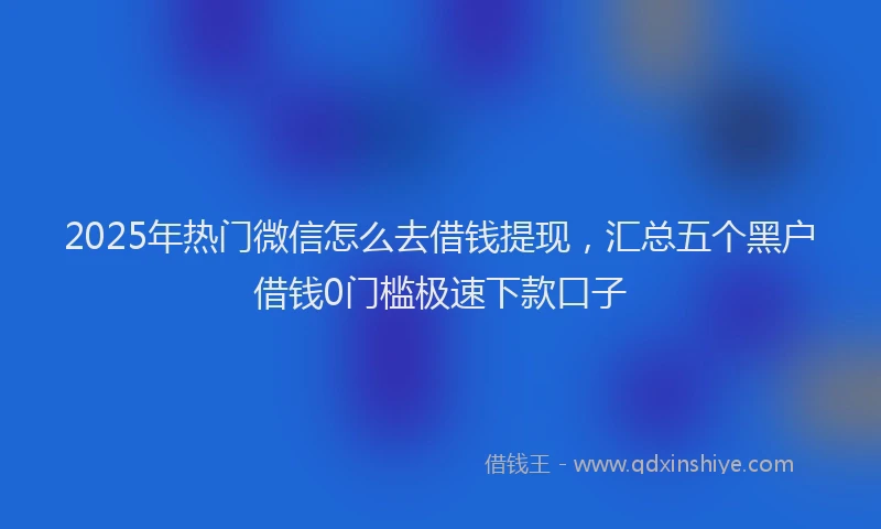 2025年热门微信怎么去借钱提现，汇总五个黑户借钱0门槛极速下款口子
