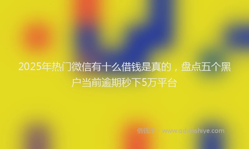 2025年热门微信有十么借钱是真的，盘点五个黑户当前逾期秒下5万平台