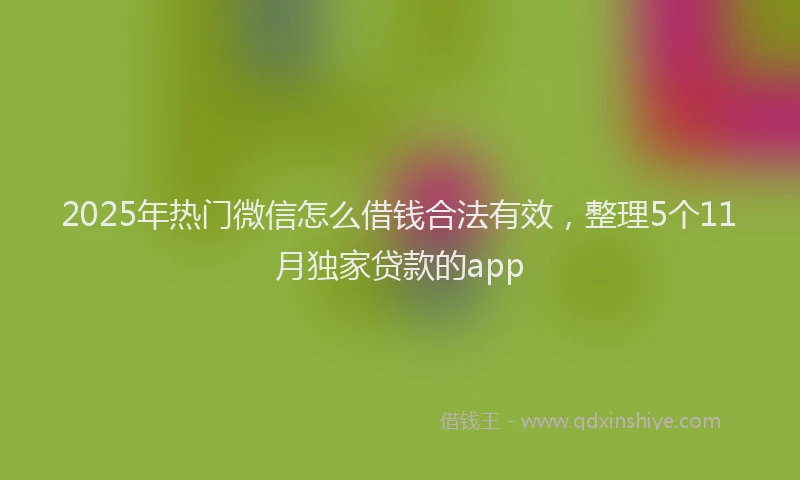 2025年热门微信怎么借钱合法有效，整理5个11月独家贷款的app