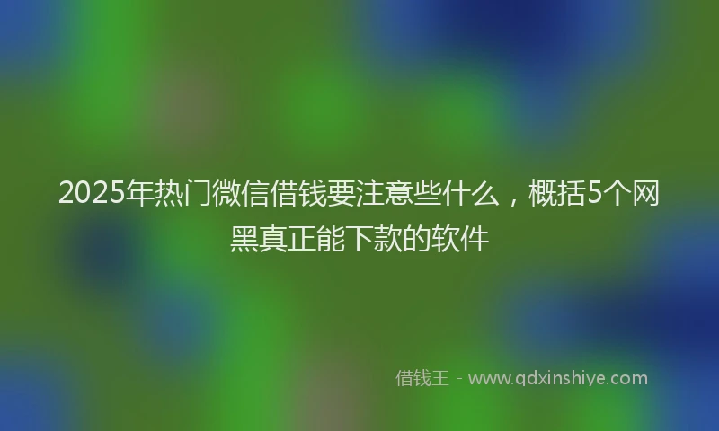 2025年热门微信借钱要注意些什么，概括5个网黑真正能下款的软件